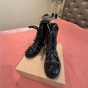 Zadig & Voltaire Glossy Black Combat Boots